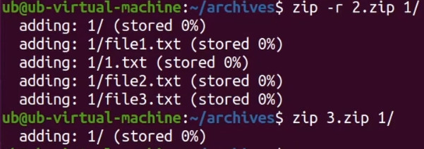 Архивирование папки linux zip