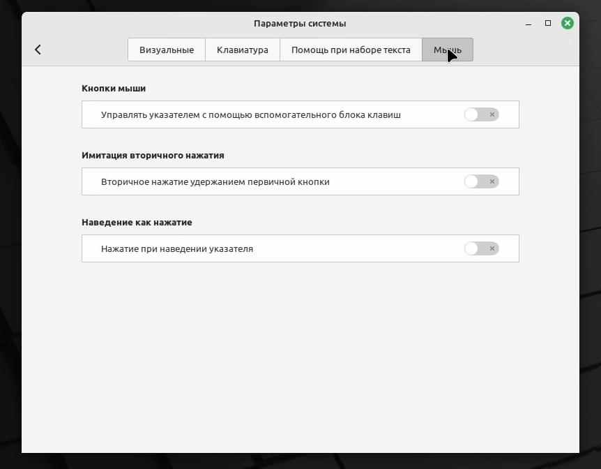 Специальные возможности Linux Mint 21.2 Cinnamon